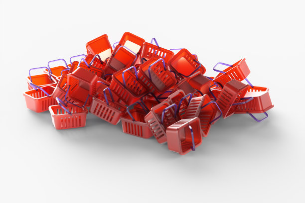 白色背景下的一大堆购物车。3 d渲染图图片下载