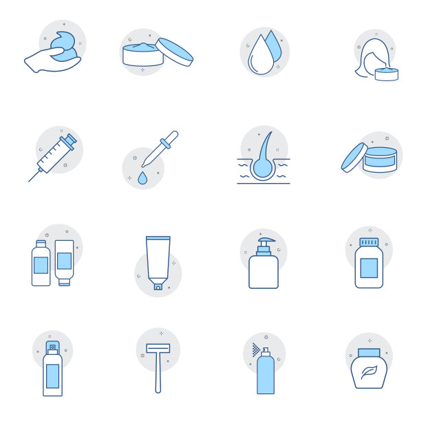 化妆品和美容图标设置在细线风格图片下载