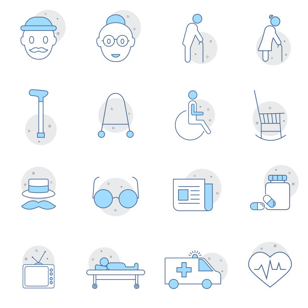 老年图标设置老人细线设计图片下载