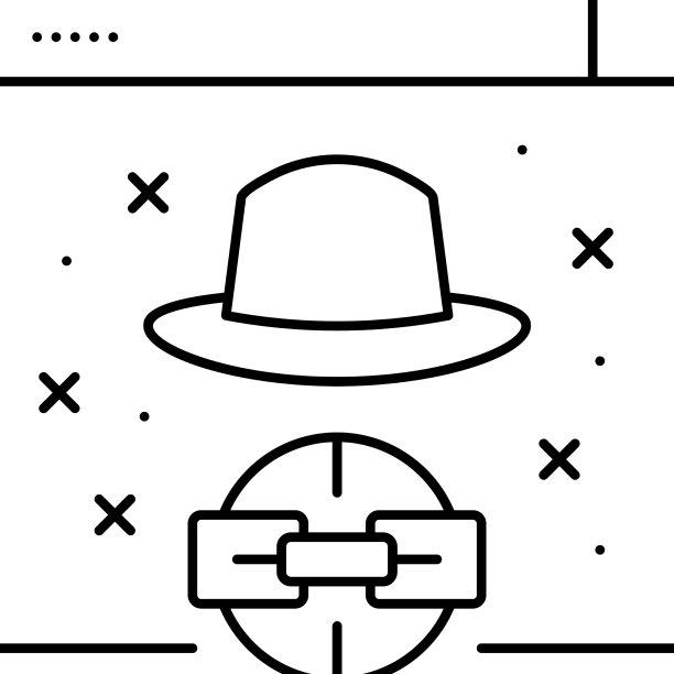 黑色帽子链接线图标图片下载