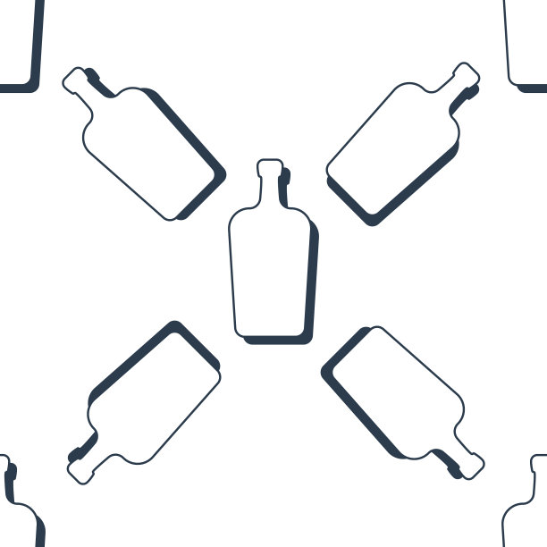 酒瓶无缝图案线条艺术风格图片下载