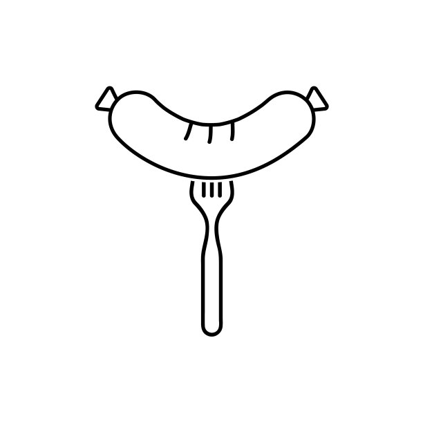 香肠上叉轮廓图标线形标志图片下载