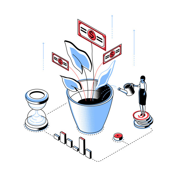 绿植-现代线条等距设计风格图片下载