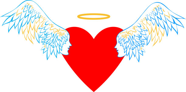 带着翅膀和光环的心图片下载