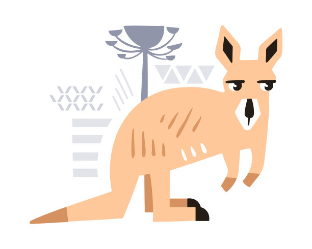 可爱的装饰袋鼠动物澳大利亚图片下载