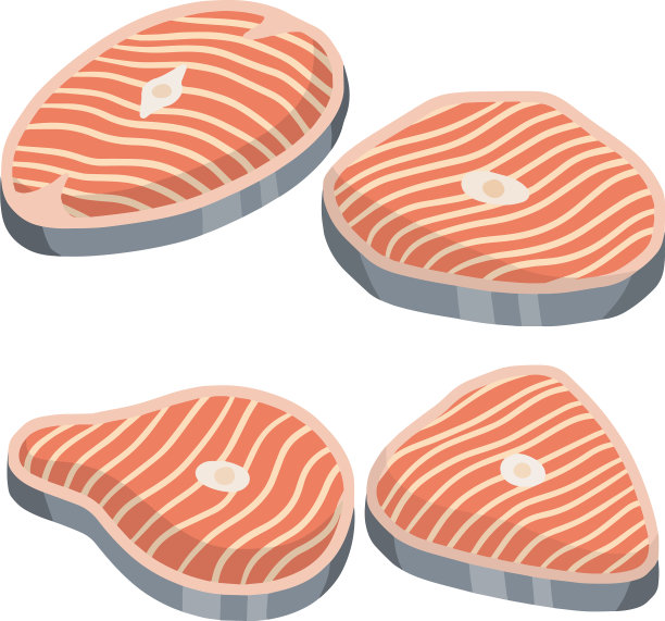 一块带粉红色条纹的红色三文鱼鱼肉图片下载