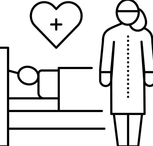 帮助和照顾生病的人线图标图片下载