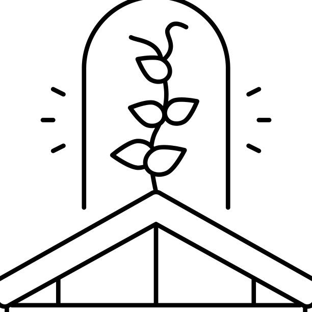 园艺在房子屋顶线图标图片下载
