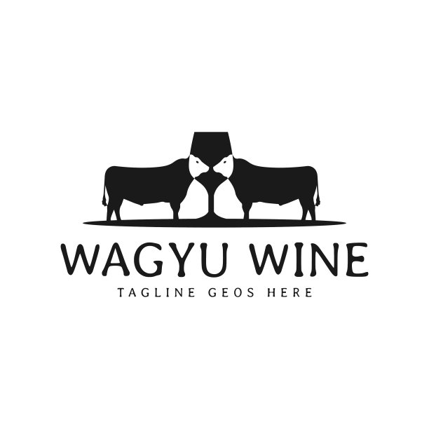 葡萄酒和和牛餐厅的标志图片下载