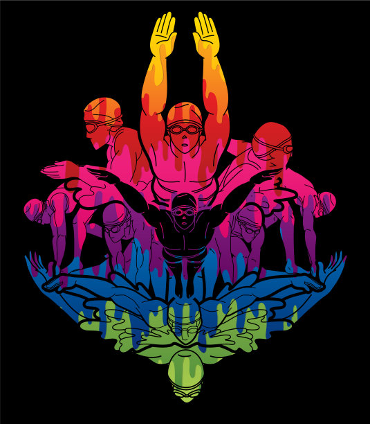 一群人一起游泳游泳动作图片下载