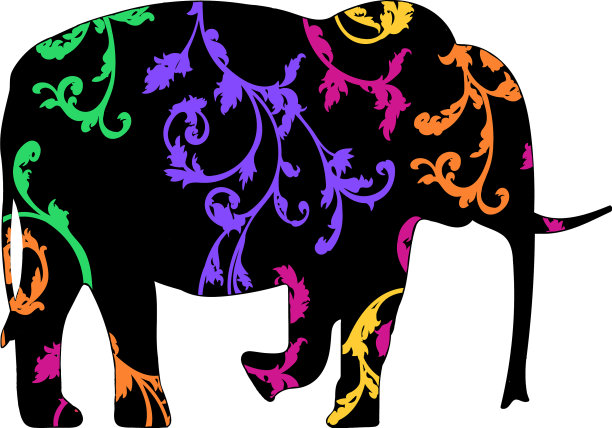 用花卉装饰的大象图片下载