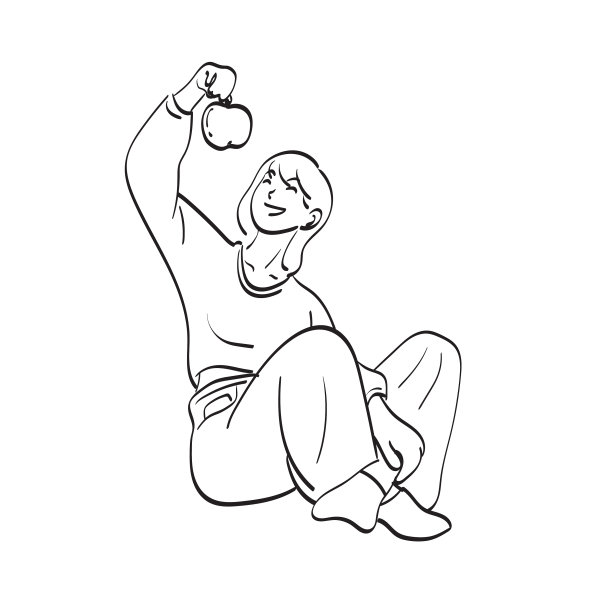 女人用手把苹果举过头顶图片下载