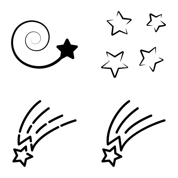 星落平面图标设置孤立在白色图片下载