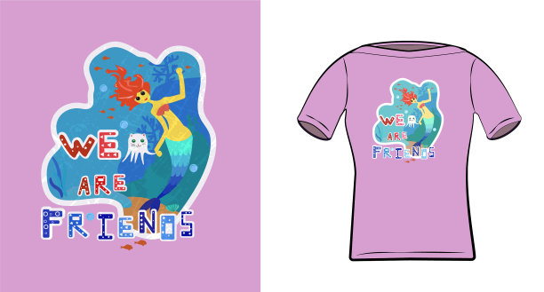 红发蓝尾的美人鱼卡通人物图片下载