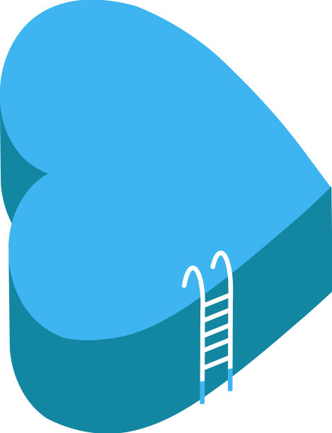 立体的蓝色心带梯子图片下载