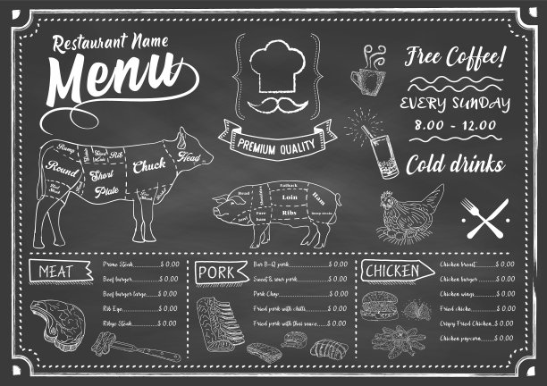 黑板餐厅菜单图片下载