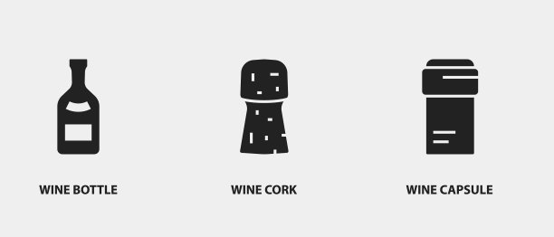 字形葡萄酒图标黑色玻璃剪影图片下载