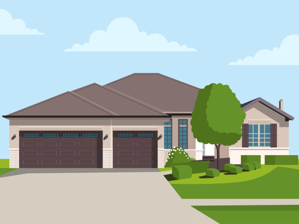 公寓详细的彩色小屋。平式现代建筑。图片下载