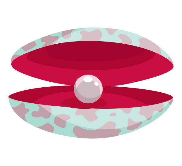 珍珠贝壳。打开贝壳扇贝和珍珠贝壳图标。美丽的珍珠在蛤蜊壳卡通平风格。矢量插图孤立在白色背景上图片下载