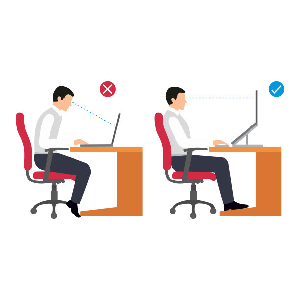 正确的工作位置人平面矢量插图孤立在白色背景。坐的姿势。正确和错误的立场。健康的生活方式。图片下载