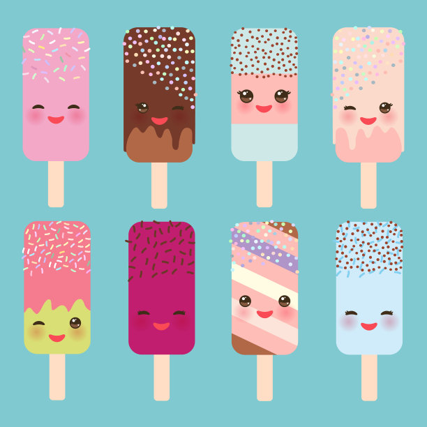 雪糕冰棍卡哇伊的粉红色脸颊图片下载