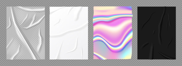 逼真的皱纸全息海报图片下载