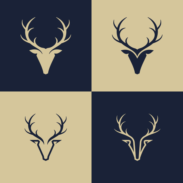鹿头抽象标志集图片下载