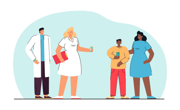 护士给带着妈妈的小男孩吃药图片下载