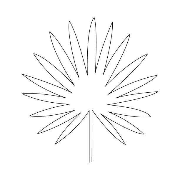 一条直线画向量叶。最小的艺术。图片下载