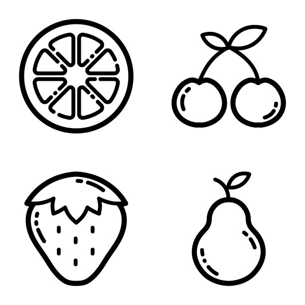 水果平面图标设置孤立在白色背景图片下载