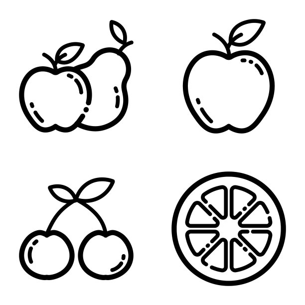 水果平面图标设置孤立在白色背景图片下载