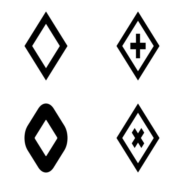 菱形平面图标设置孤立在白色背景图片下载