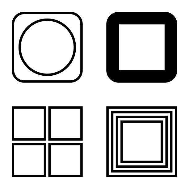 方形平面图标设置孤立的白色背景图片下载
