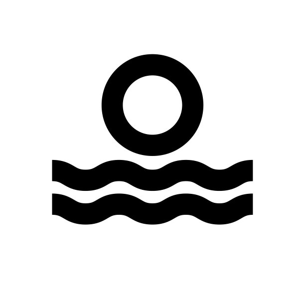 夏天太阳和大海的线性简单象形图片下载