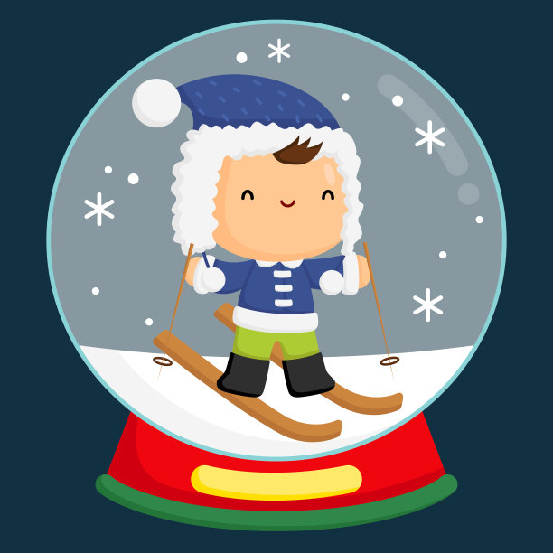 在雪花球里滑雪图片下载