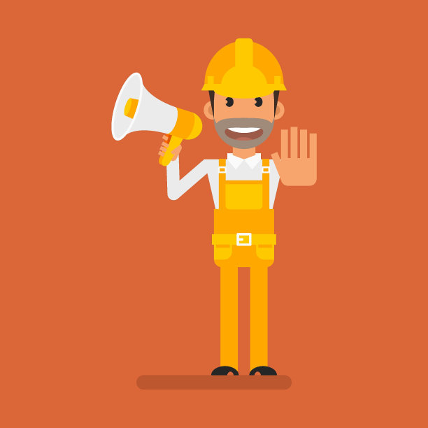 工人拿着扩音器，用手示意停止。平的人图片下载