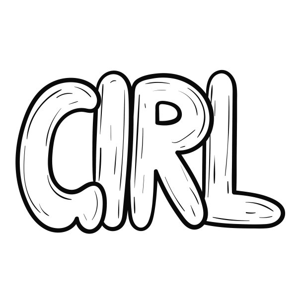 手绘卡通字母，字女孩，矢量涂鸦插图。图片下载