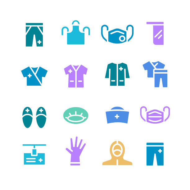 医袍字形颜色填充图标固体插图图片下载