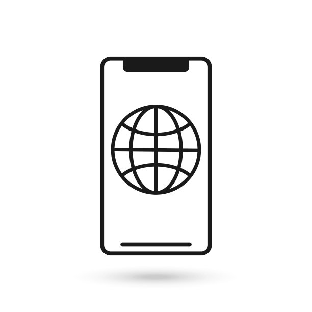手机平面设计图标与地球仪符号图片下载