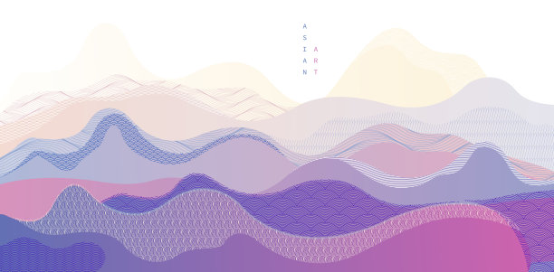 自然艺术东方日本风格的矢量抽象背景，流水般的形状和纹理线条。图片下载