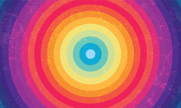 夏日日落光滑的彩虹艺术圈复古背景矢量设计。图片下载