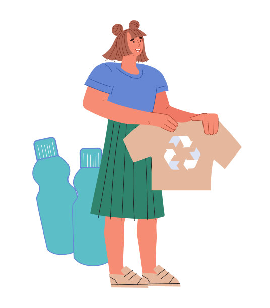 女人用过的东西回收，平面矢量插图孤立。图片下载