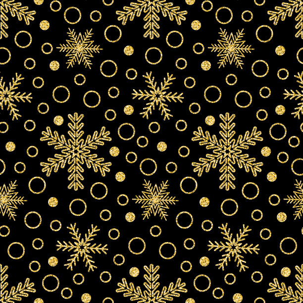 金色无缝图案与曼荼罗雪花闪亮闪亮的金色背景图片下载