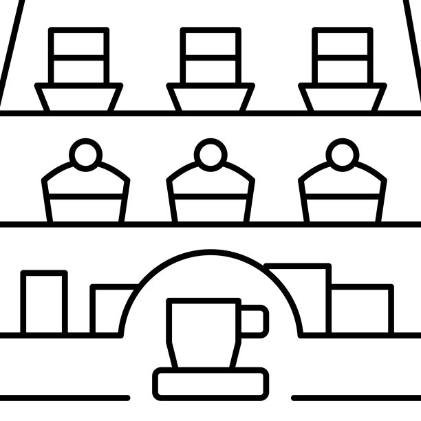 咖啡馆甜点展示线性图标图片下载