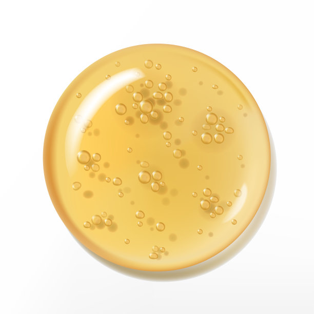 向量元素现实的美和化妆品金盏花透明凝胶气泡3D插图海报，书封面或广告背景。图片下载