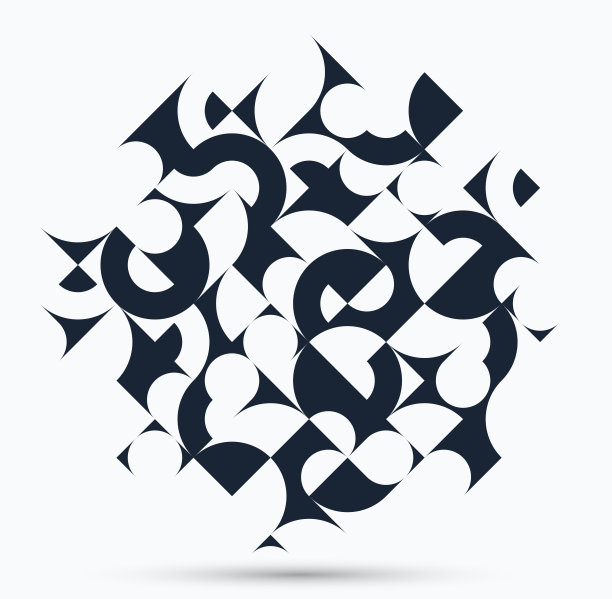 抽象几何图形设计矢量图案构图，黑白70年代复古风格的模板艺术孤立在白色之上，创意优雅的背景。图片下载