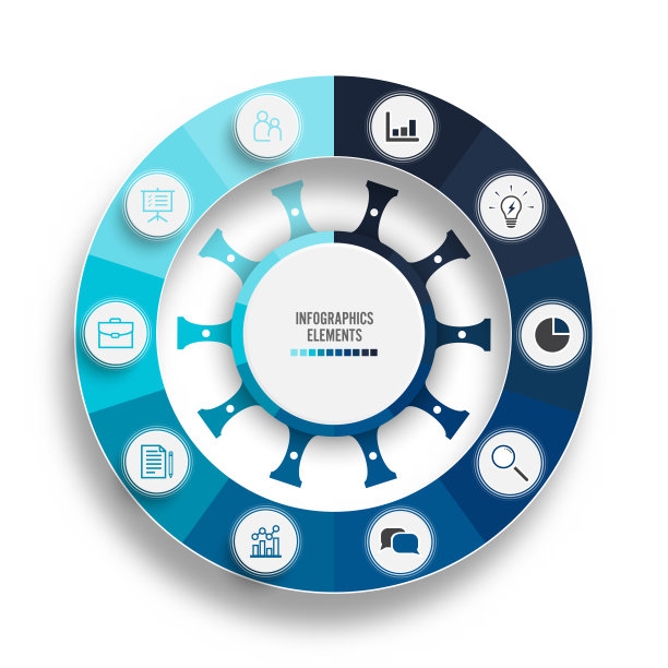 摘要圆图信息图表模板10个选项的演示文稿，广告，布局，年度报告。图片下载