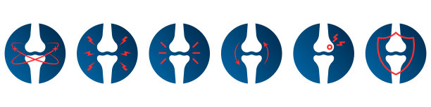 骨骼疼痛图标设置。风湿病和创伤学概念。膝盖、手、腿骨骼疼痛。骨骼关节疾病图标。关节炎，骨质疏松，骨损伤和炎症。矢量图图片下载