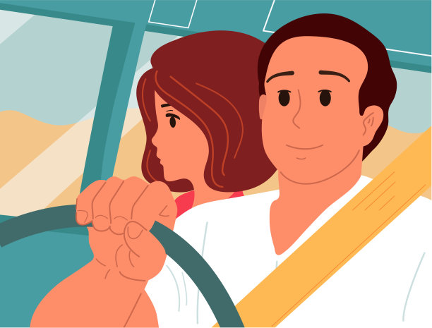 男孩和女孩开车去旅行。爱和关系图片下载