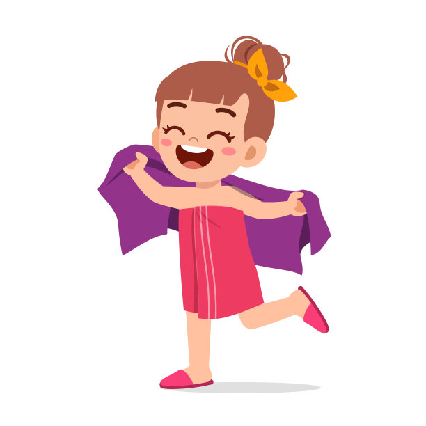 小孩洗澡后用毛巾擦干身体图片下载